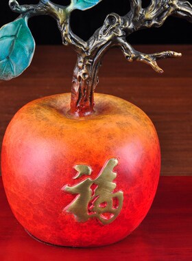 彩铜招财苹果摆件大象平安吉祥摆件新F中式摆设家居客厅电视装饰