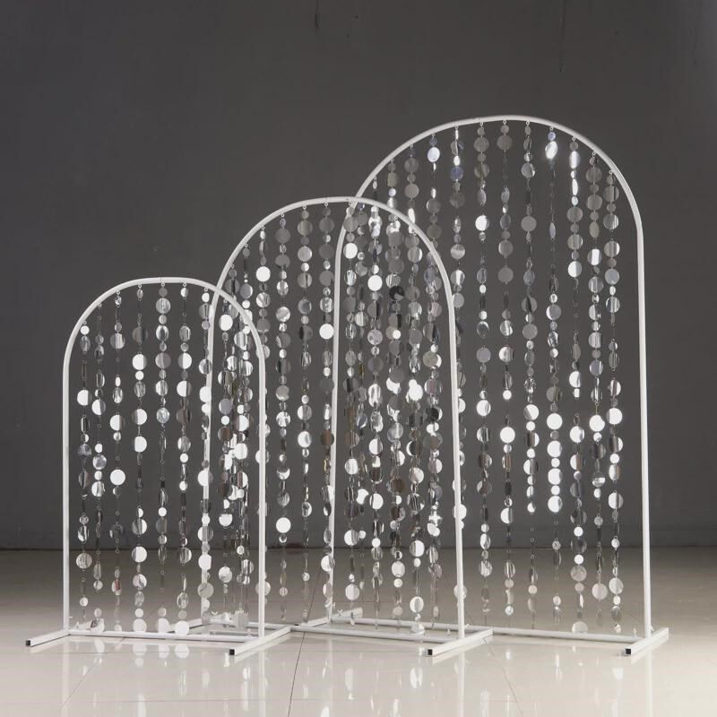 婚庆道具高山流水路引铁艺v架布置舞台婚礼亮片珠帘门拱形彩虹路