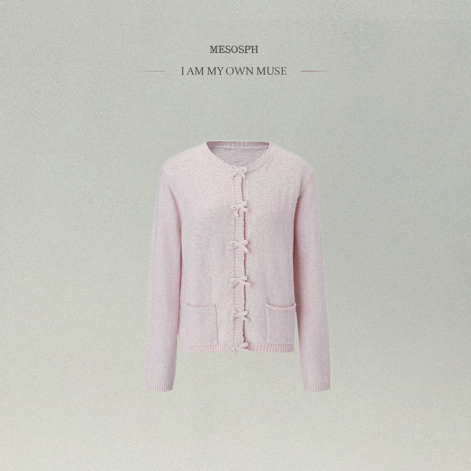 mesosph蝴蝶系带羊绒花纱针织开衫