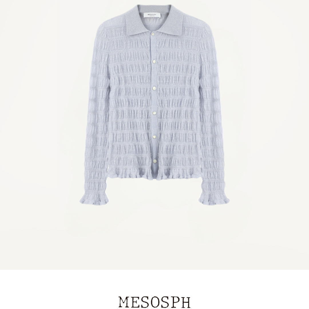 mesosph小众设计感羊毛翻领开襟针织衫