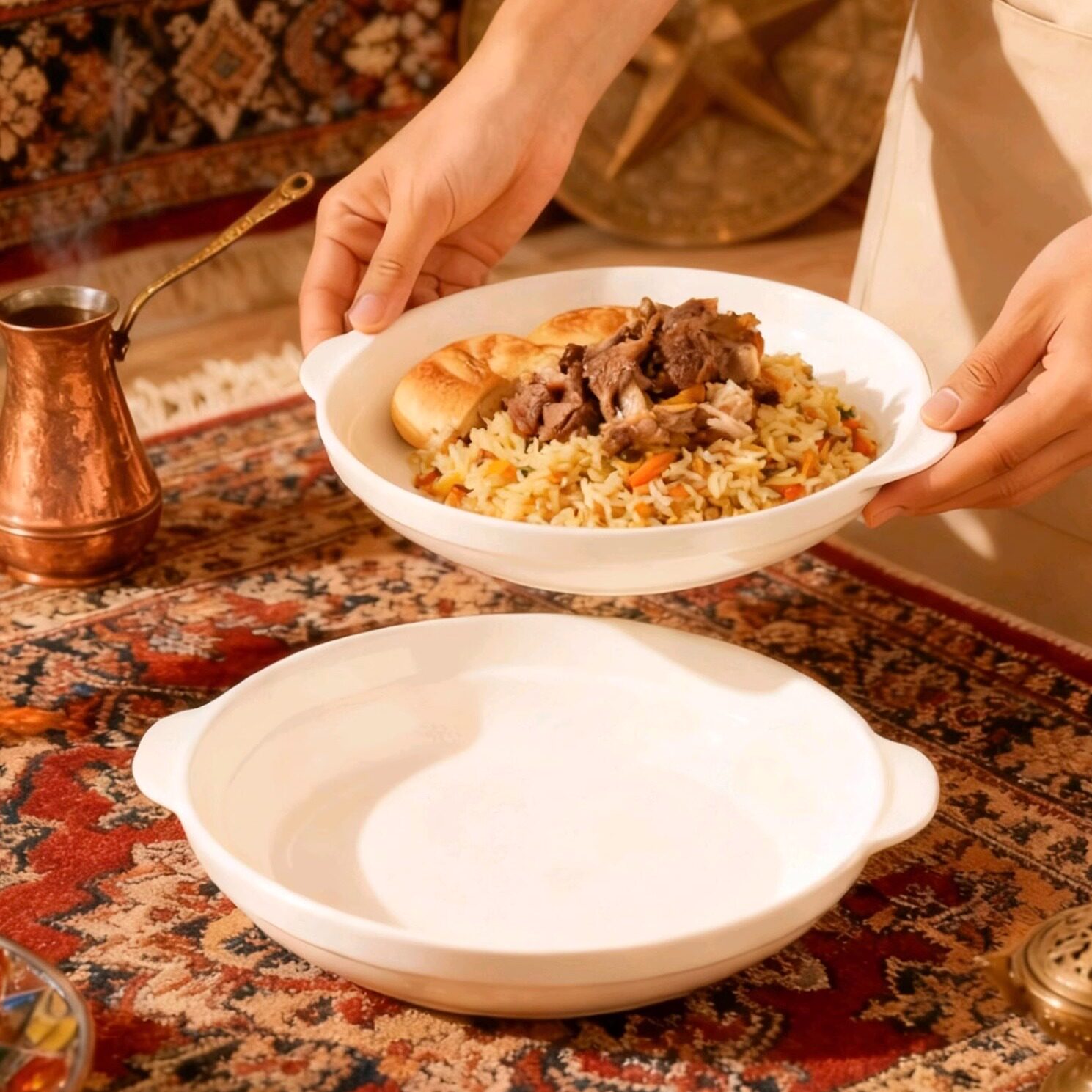 白色双耳鲍鱼盘餐盘高级感轻奢菜盘家用创意陶瓷特别好看的盘子