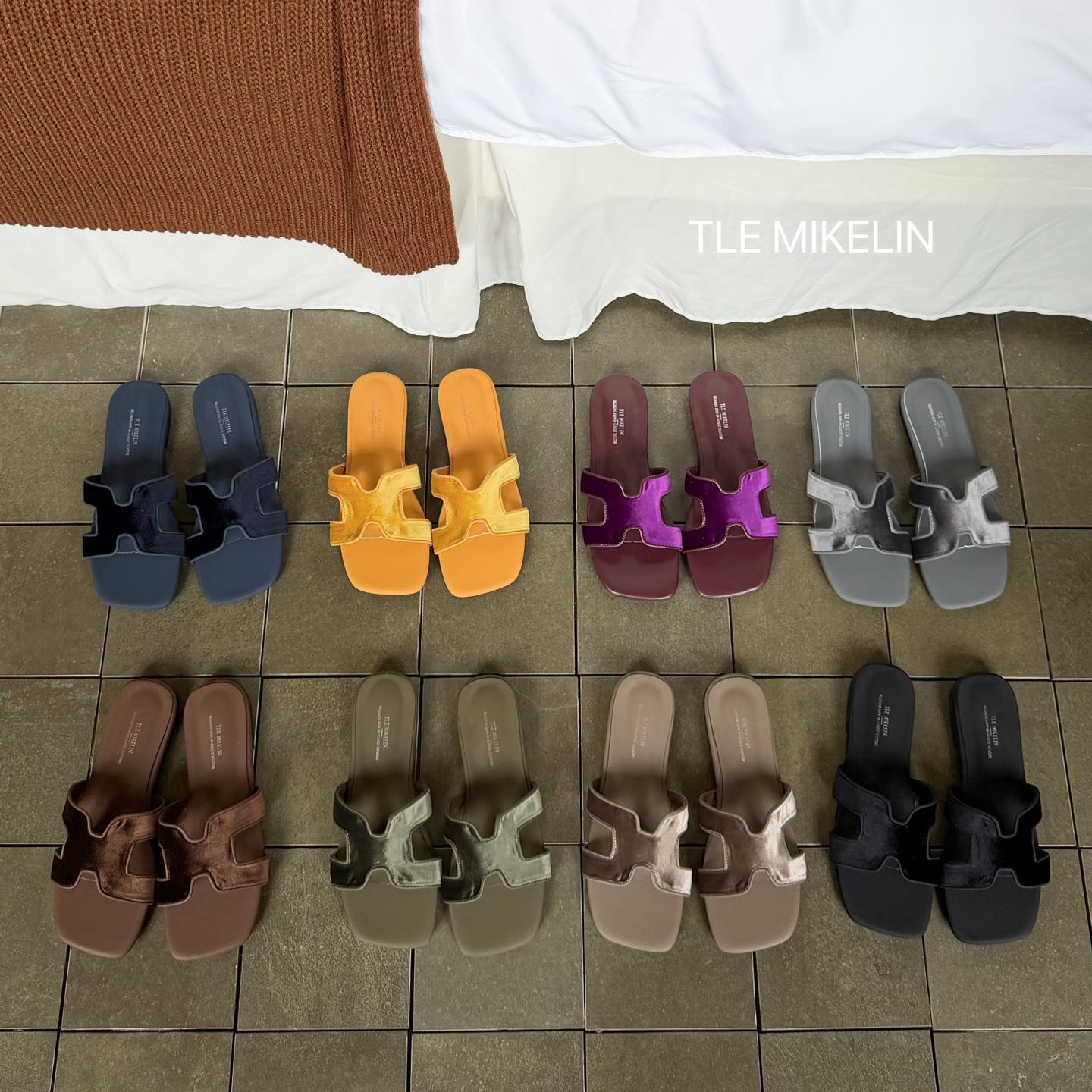 TLE MIKELIN 韩式方头平底一字拖女夏H型装饰防滑舒适百搭凉拖鞋 - 实物图