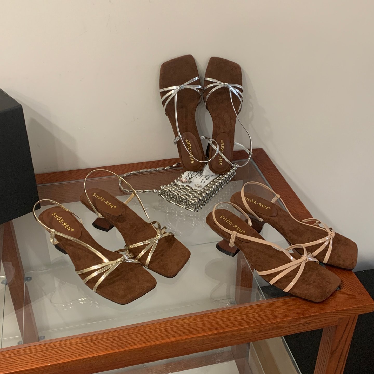 SHOE-REN法式一字带坡跟
