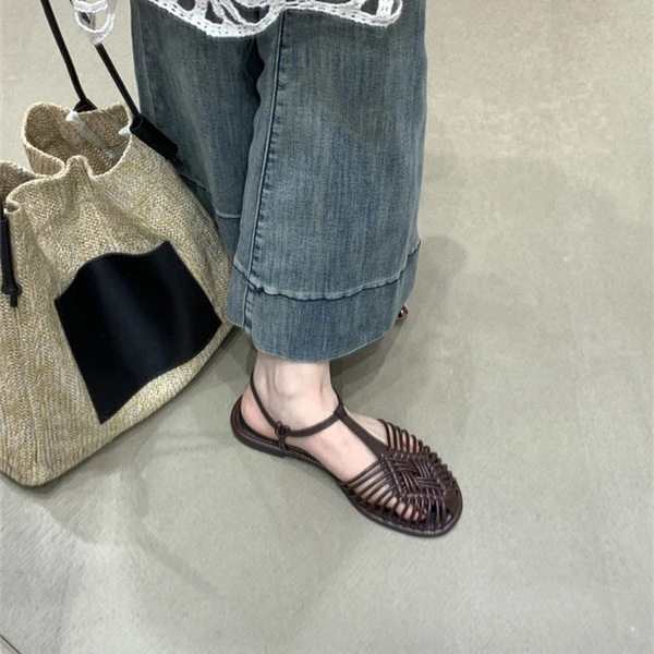 GeLv法式小众平底凉鞋女