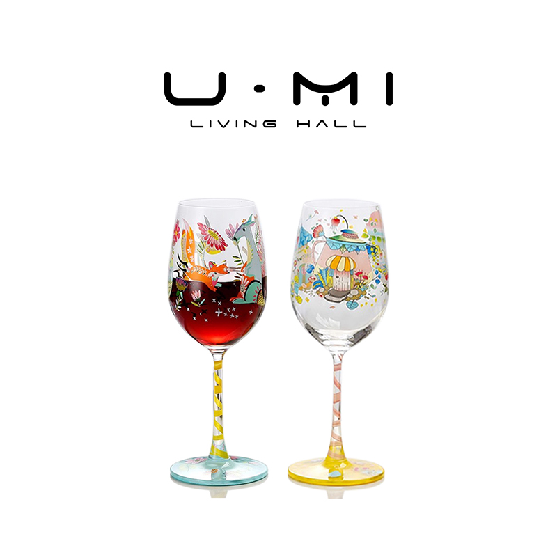 U Mi LIVING · 城堡 | 手绘彩绘水晶红酒杯高脚杯酒具葡萄酒杯