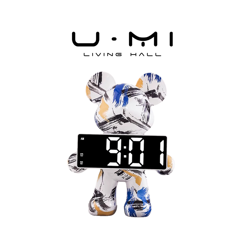 U Mi LIVING·水转 | 时钟暴力熊摆件台式钟表摆放高级感创意轻奢