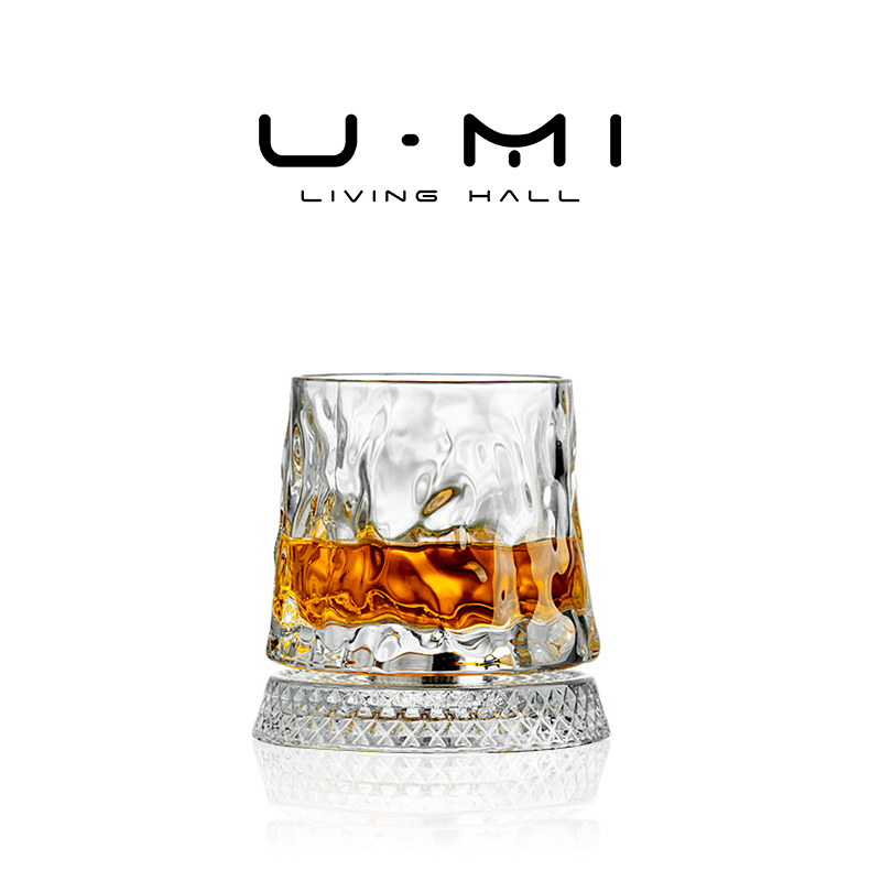 U Mi LIVING·流转|威士忌酒杯创意设计感洋酒杯解压带底座转转杯
