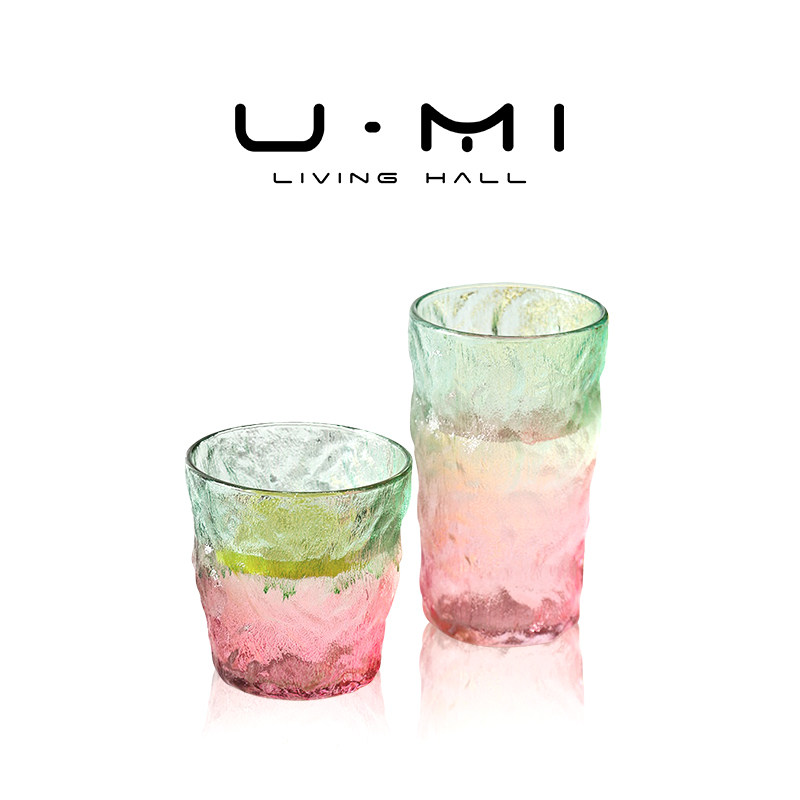 U Mi LIVING·吉娜 | 杯具渐变彩色磨砂玻璃杯高颜值饮料杯子家用,餐饮具,玻璃杯,淘宝优惠券,粉丝福利购,淘宝优惠卷