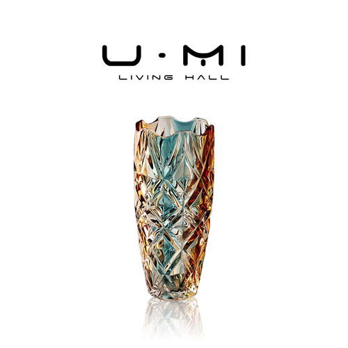 U Mi LIVING · 祈安 | 花瓶轻奢翡翠金玻璃花瓶鲜花客厅插花摆件