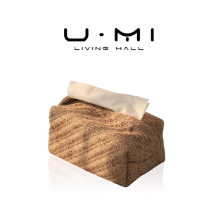 纸巾盒日式 LIVING 麻艺 简约家用客厅棉麻布艺创意抽纸套