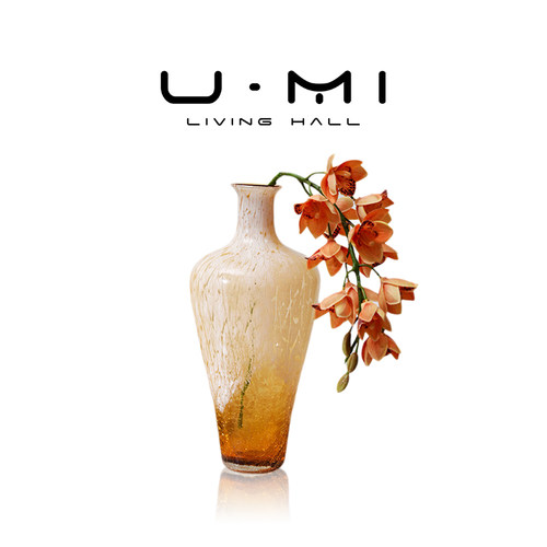 U Mi LIVING · 云霞 | 花瓶琥珀色冰裂纹琉璃花瓶摆件花器装饰品