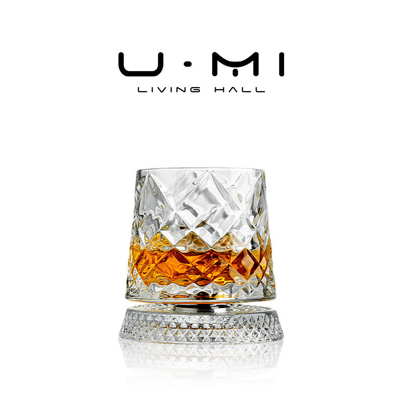 U Mi LIVING·资始|威士忌酒杯设计感洋酒杯醒酒器带底座转转杯,餐饮具,洋酒/威士忌杯,淘宝优惠券,粉丝福利购,淘宝优惠卷