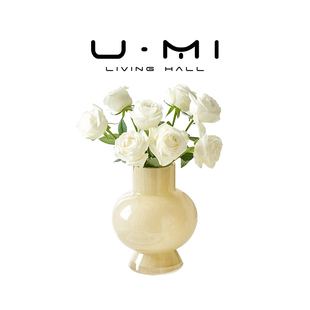 奶油风芬顿中古花瓶高级感插花装 LIVING 菲意 饰摆件花瓶