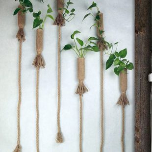 饰壁挂 水培植物麻绳手工插DIY吊家居店铺件玻璃花复古风墙面装