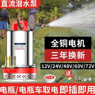 6048V电动车抽水机24V通用型家用抽水泵2V电动车12V直流潜水泵V7