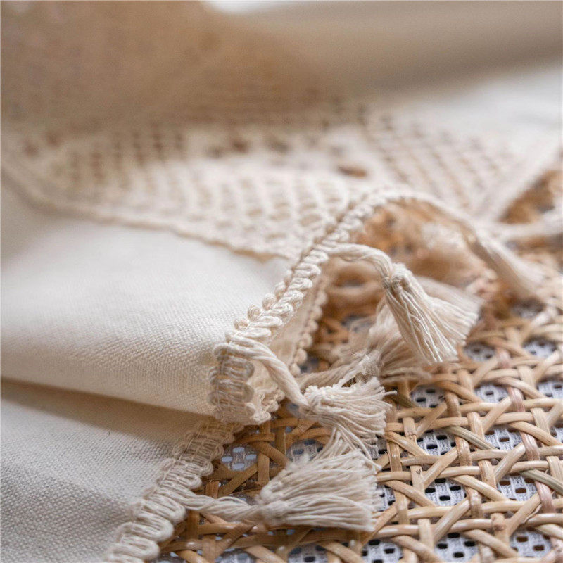 米色棉线钩花拼接帆布成品窗帘透光镂空落地窗帘飘窗帘纱帘隔断帘,居家布艺,成品窗帘,淘宝优惠券,粉丝福利购,淘宝优惠卷