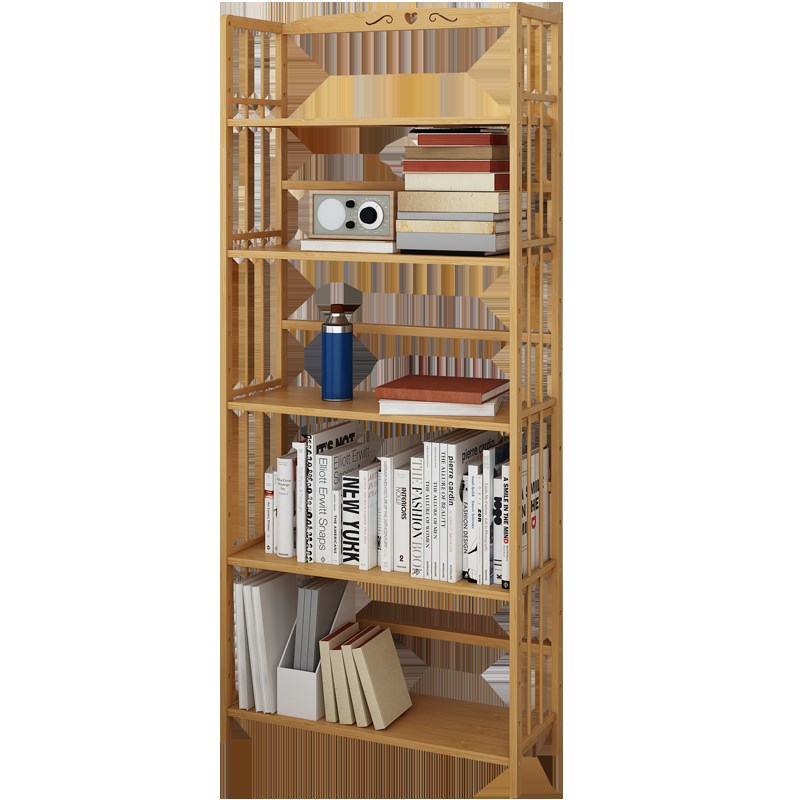 楠竹学生落地书架卧室简易置物架桌上书柜客厅货架多层实木小架子