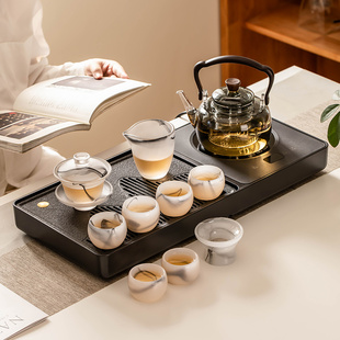 一体泡茶台烧水壶 电陶炉煮茶器玻璃煮茶壶家用小型全自动茶盘套装