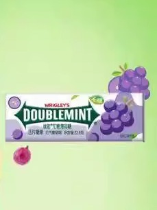 盒 无糖薄荷糖零食糖果葡萄薄荷味约35粒23.8g 绿箭 DOUBLEMINT
