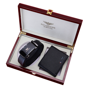 节日礼物】皮带钱包套装高档腰带礼盒套装短款钱票夹正品男款裤带