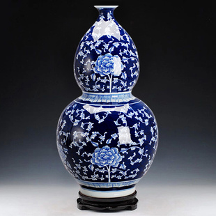 景德镇陶瓷器 饰品摆设件 现代家居客厅装 高档手绘青花瓷落地花瓶