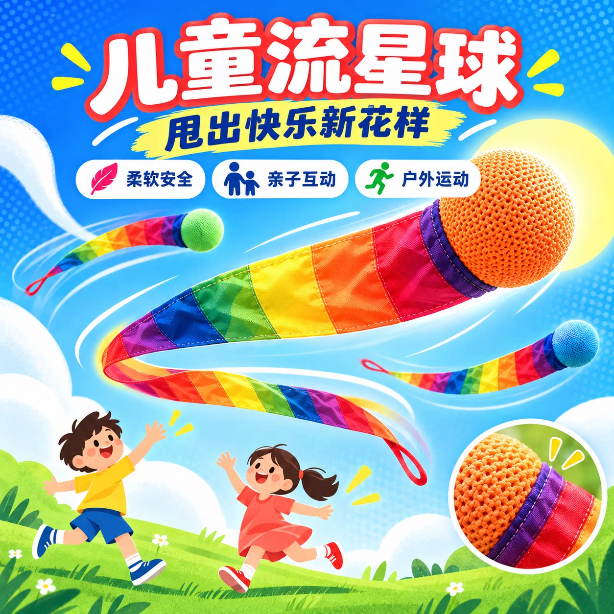 流星球幼儿园儿童投掷丢沙包彩带软体风阻球感统训练器材户外抛接
