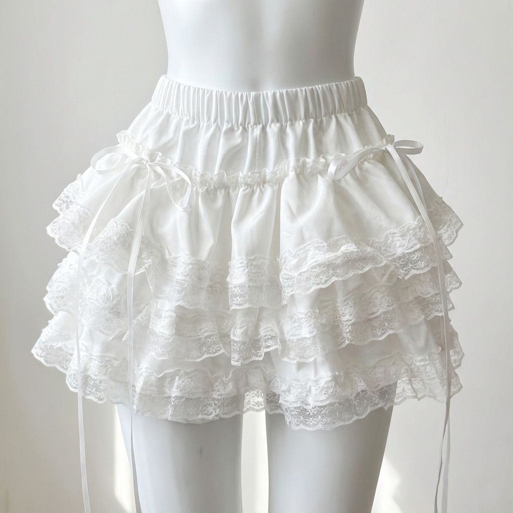 水手服裙撑夏季白色蕾丝