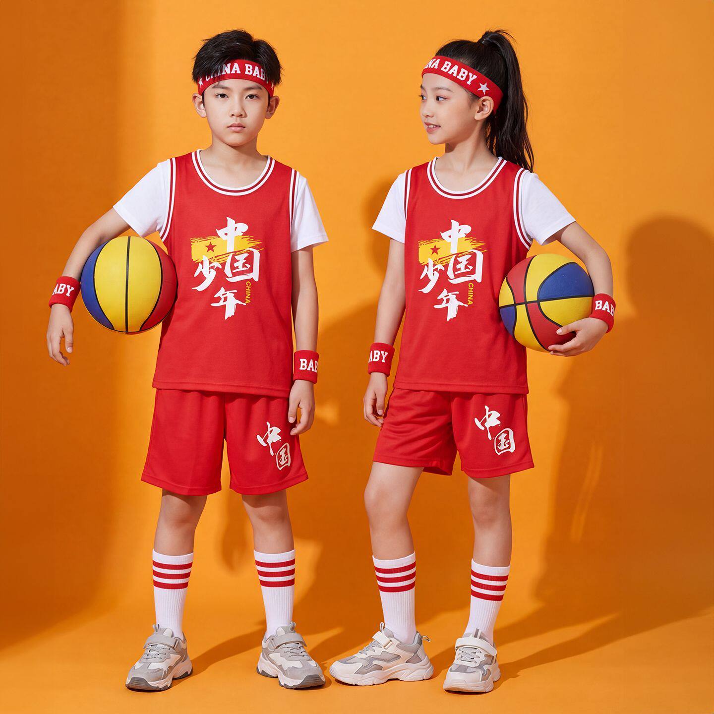 中大童比赛运动队服儿童篮球服套装男女小学生透气训练球衣童装