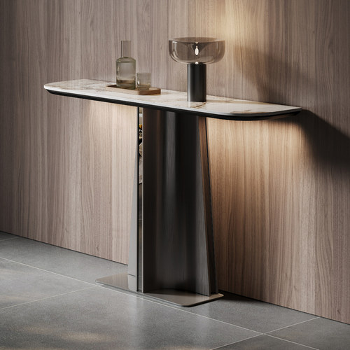 意式极简玄关台岩板设计师款客厅入户门厅桌高端别墅大平层玄关桌