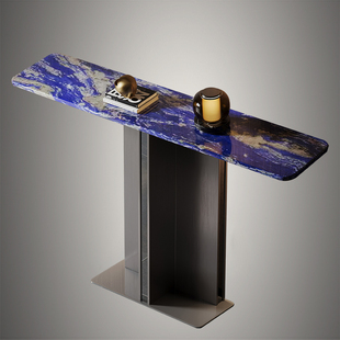 不锈钢奢石入户正对门玄关柜入门聚财大理石玄关桌子置物台极简风