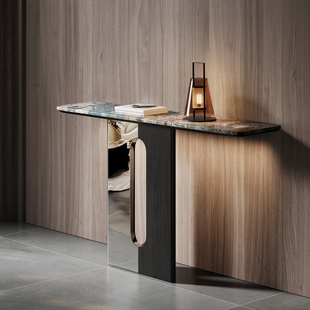 轻奢天然大理石玄关台现代简约入户正对门玄关柜窄条桌入门聚财桌