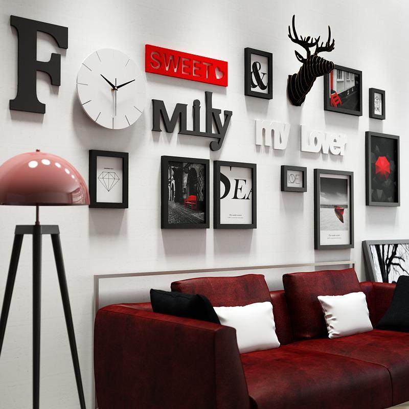 实木_6484_简约实木照片墙现代装饰画组合相框能换照片family钟表,3C数码配件,USB灯,淘宝优惠券,粉丝福利购,淘宝优惠卷