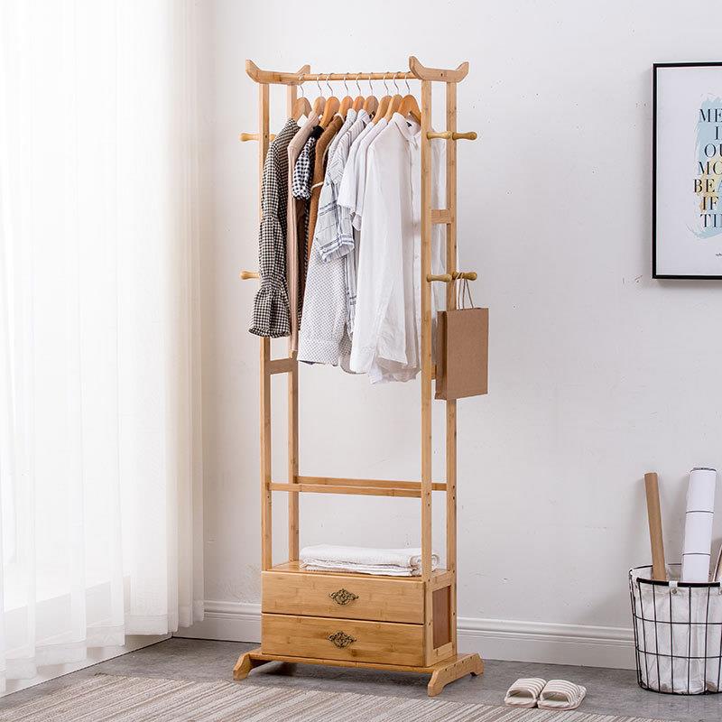 衣架落地卧室实木衣帽架简易成人挂衣服架子多功能家用置物赵之吴