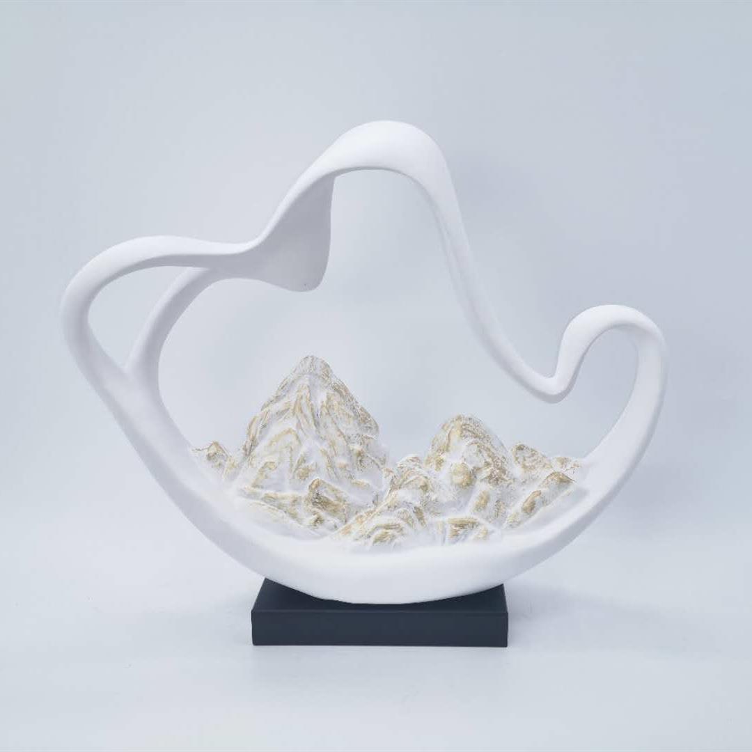 新中式创意假山装饰摆件样板间酒店书房电视柜书柜办公桌软装摆设