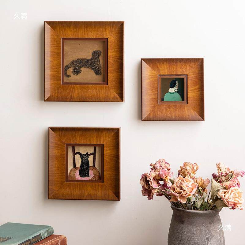 中古复古实木画框装裱油画相框空框洗照片做成水彩画外框挂墙其他