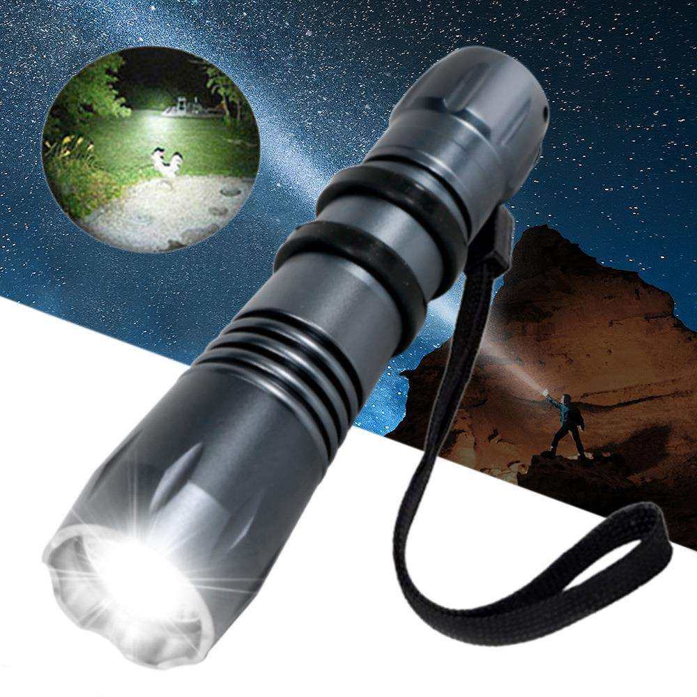 新款强光LED铝合金手电筒T6 V6 L2灯珠户外应急便携超强白光手电