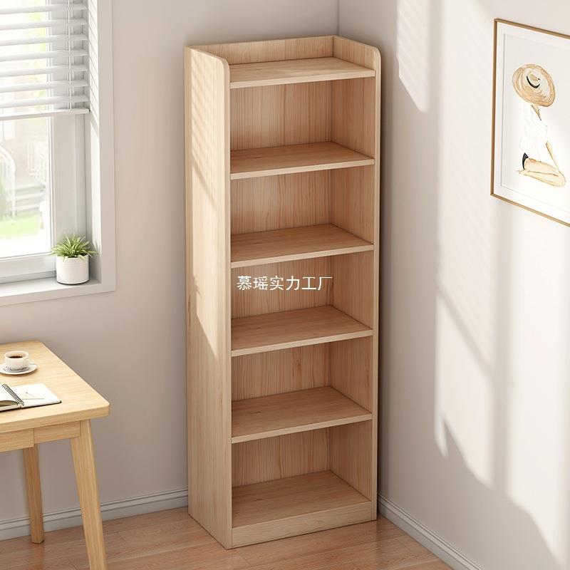 实木书柜门后展示架置客厅物架柜松木置物架家用落地书架一体靠墙
