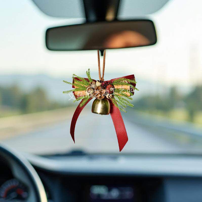 圣诞装饰车挂饰仿诺贝迷你圣诞花环圣诞树装饰品氛围橱窗布置挂件