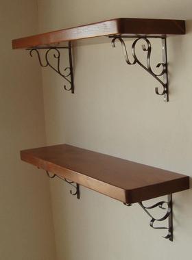 0A墙上置物架壁挂架多层实木书架一字复古隔板台板桌面上墙搁板定