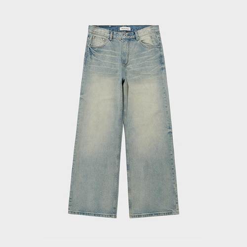 美式复古宽松直筒牛仔裤