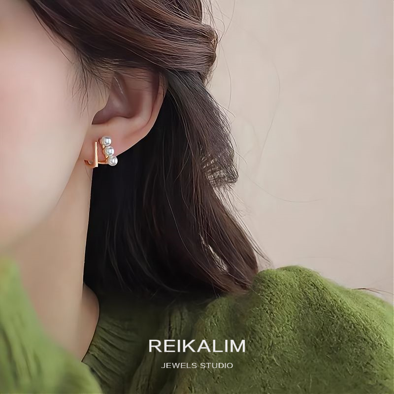 韩国名媛网红优雅三颗珍珠法式