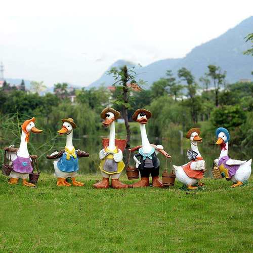 卡通鸭子玻璃钢雕塑园林仿真小动物摆件户外庭院花园景观装饰小品
