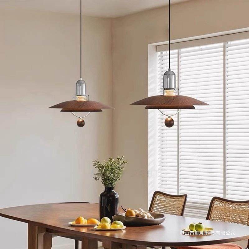 胡桃木色飞碟灯餐厅灯中古复古风美式卧室到岛台圆桌餐桌吧台灯饰,电子元器件市场,集成电路（IC）,淘宝优惠券,粉丝福利购,淘宝优惠卷