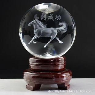 K9高透水晶玻璃球内雕一帆风顺创意装饰摆件送朋友公司高端纪念礼