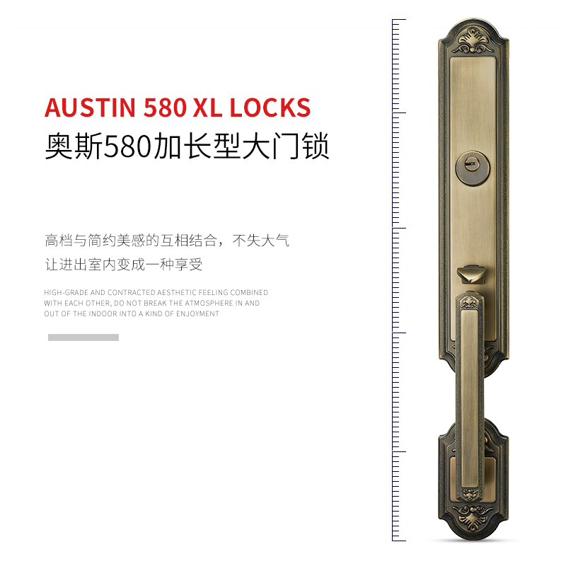 酷隆欧式大门锁双开门锁套装家用对开门锁具静音实木青古铜门把手