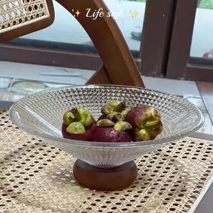 玻璃果盘糖果盘子前台茶几零食托盘水晶水果盆 水果盘客厅家用法式