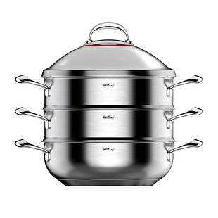 菲仕朗德国18 10不锈钢蒸锅蒸笼炒锅边炉锅煎锅两层套锅30cm 家用