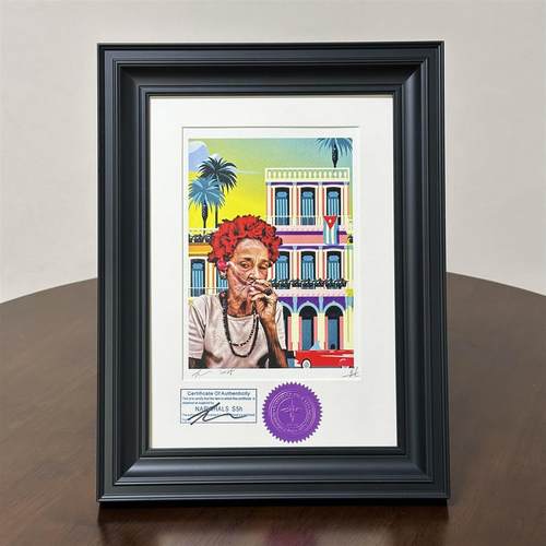 S5h限量版画古巴老妇人艾娃elva潮流雪茄装饰画创意桌面摆件