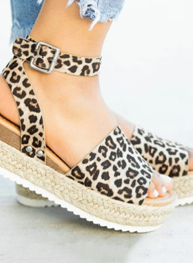 2022 women flat sandals plus size 43 shoes豹纹女大码凉鞋女鞋