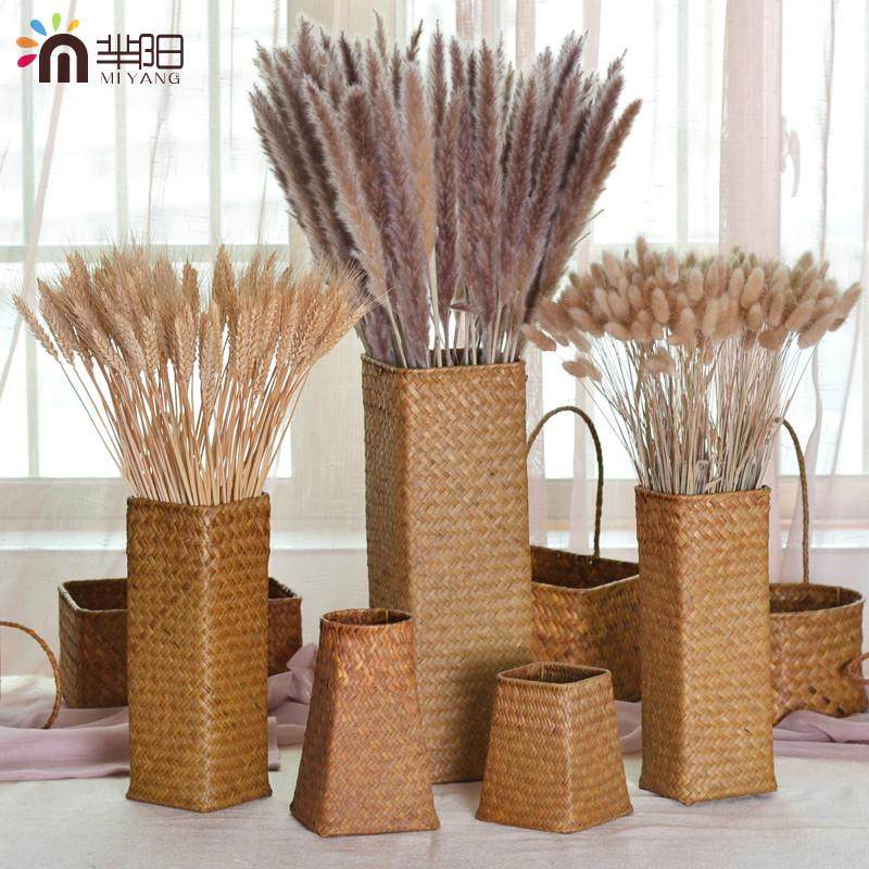 天然海草编织花篮藤编竹编篮子花瓶花盆麦穗芦苇干花摆件落地装饰,家居饰品,花篮,淘宝优惠券,粉丝福利购,淘宝优惠卷